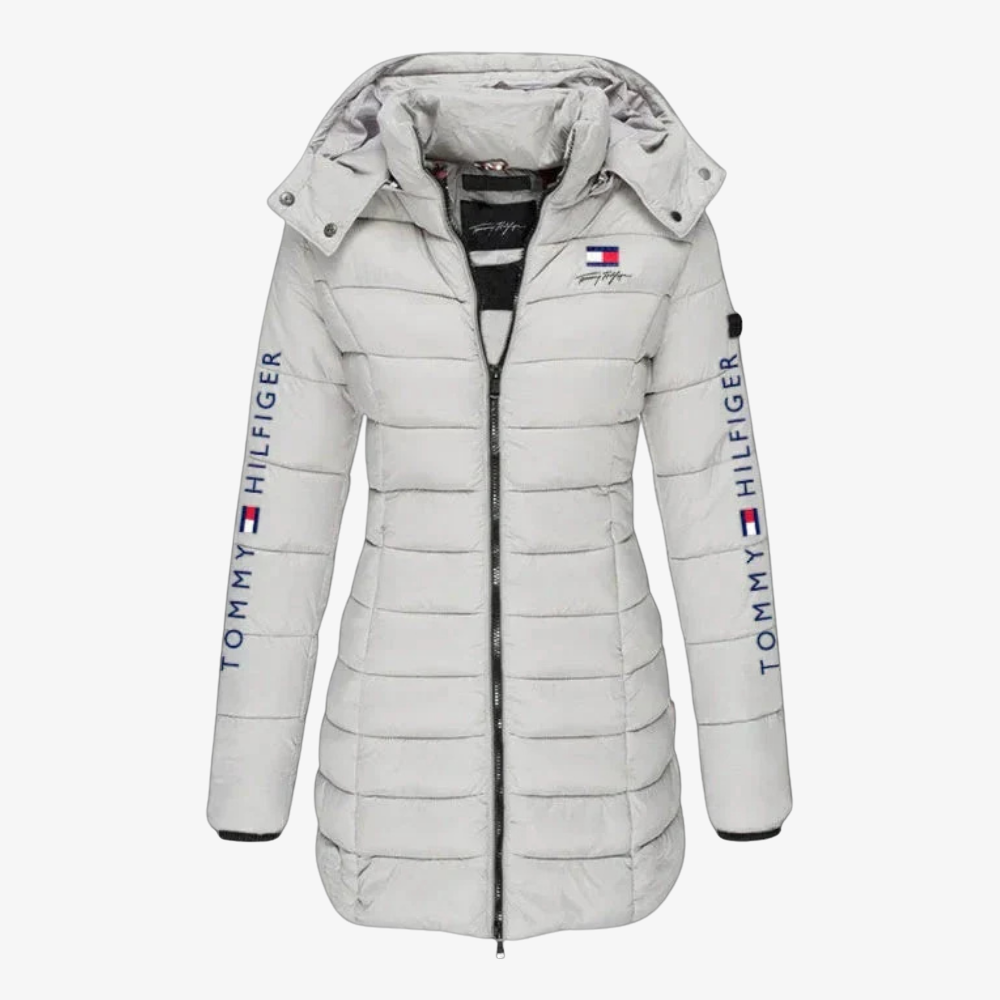 Long Padded Jacket with Hood