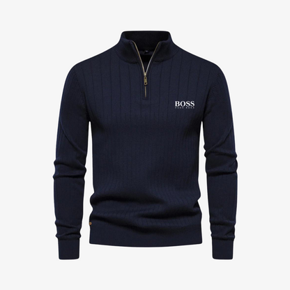 Ribbed Pullover with Zip