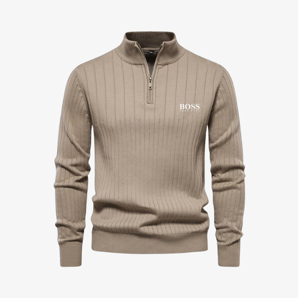 Ribbed Pullover with Zip