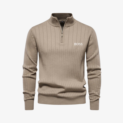 Ribbed Pullover with Zip