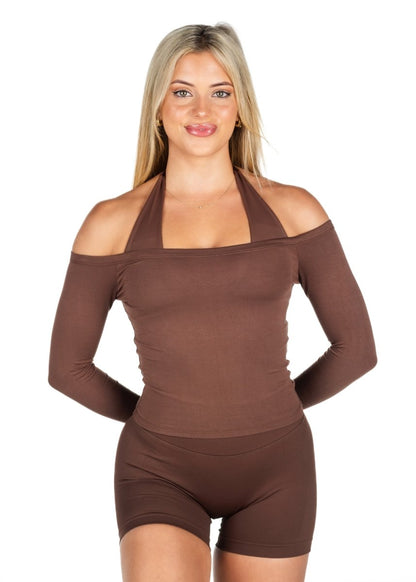 Off The Shoulder Top - Mocha